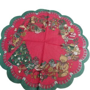 Vintage Paper Napkins Christmas Red Circle Round Tree Skirt Toys Holiday